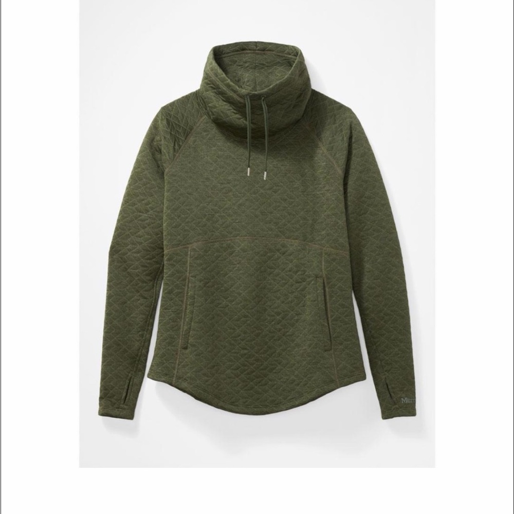 Marmot Forest green Annie quilted mockneck sweater XS like new